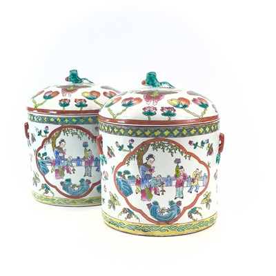 Lot 152 - A near pair of Chinese famille rose porcelain...