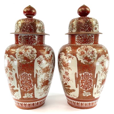 Lot 142 - A large pair of Japanese Kutani porcelain...