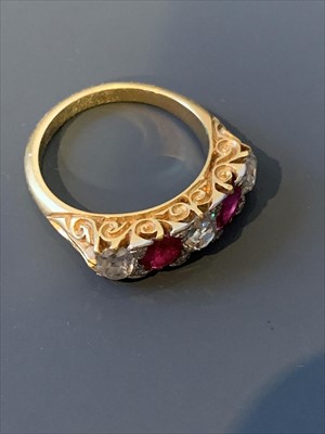 Lot 2715 - An 18ct gold Victorian style ring, the chased...