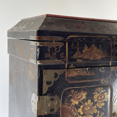 Lot 205 - A Japanese black lacquer table cabinet, late...