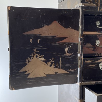 Lot 205 - A Japanese black lacquer table cabinet, late...