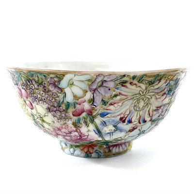Lot 245 - A Chinese porcelain millifleur bowl, 19th...