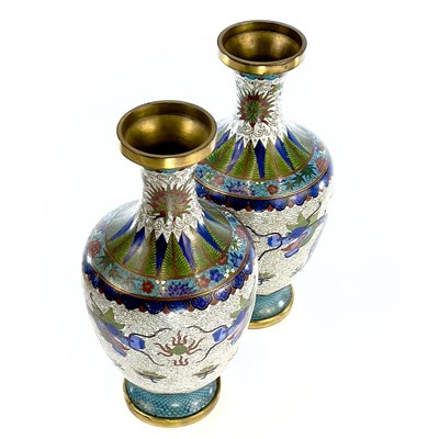 Lot 207 - A pair of Chinese cloisonne vases, early 20th...
