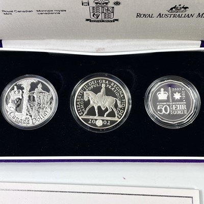 Lot 12 - Queen Elizabeth 2002 & 2021 G.B, Australia and Canada Silver Proof Coins.