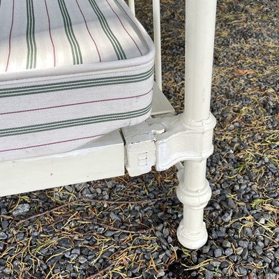 Lot 1856 - A brass and painted iron bed frame, in the...