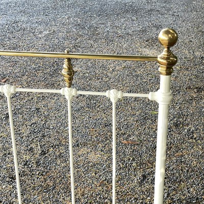 Lot 1856 - A brass and painted iron bed frame, in the...
