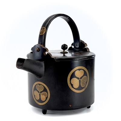 Lot 42 - A Japanese lacquer saki kettle, Meiji Period,...