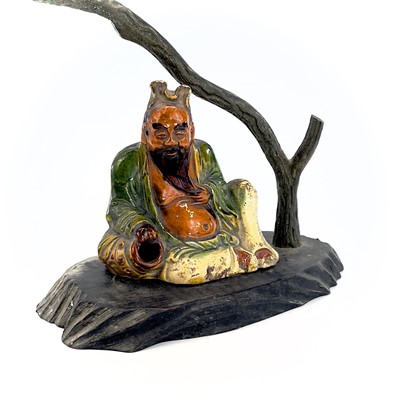 Lot 94 - A Chinese sancai-glazed figure, mounted as a...