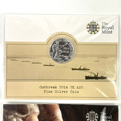 Lot 15 - G.B. Fine Silver £20 coins (x2) plus £50 coin.