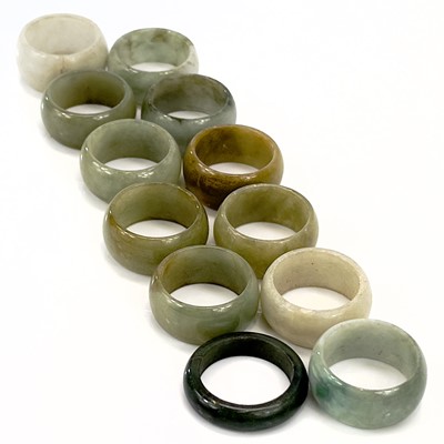 Lot 159 - Twelve Chinese miscellanous jade rings, approx...