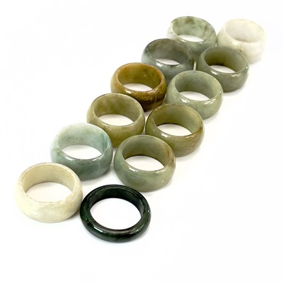 Lot 159 - Twelve Chinese miscellanous jade rings, approx...