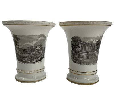 Lot 873 - A pair of 19th century English porcelain spill...