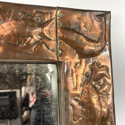 Lot 39 - A Newlyn industrial class copper framed mirror,...