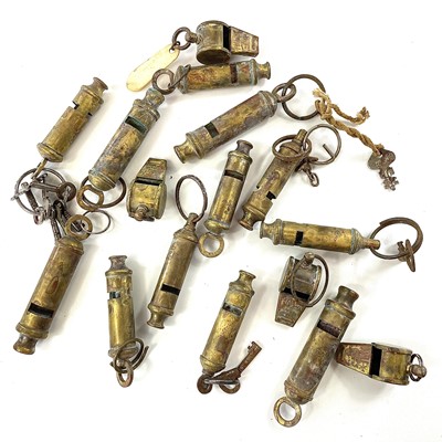 Lot 196 - The Metropolitan brass whistle together with...