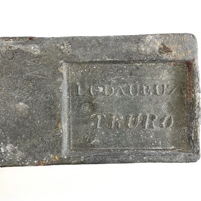 Lot 397 - A late 19th century Treloweth 28lb tin ingot...