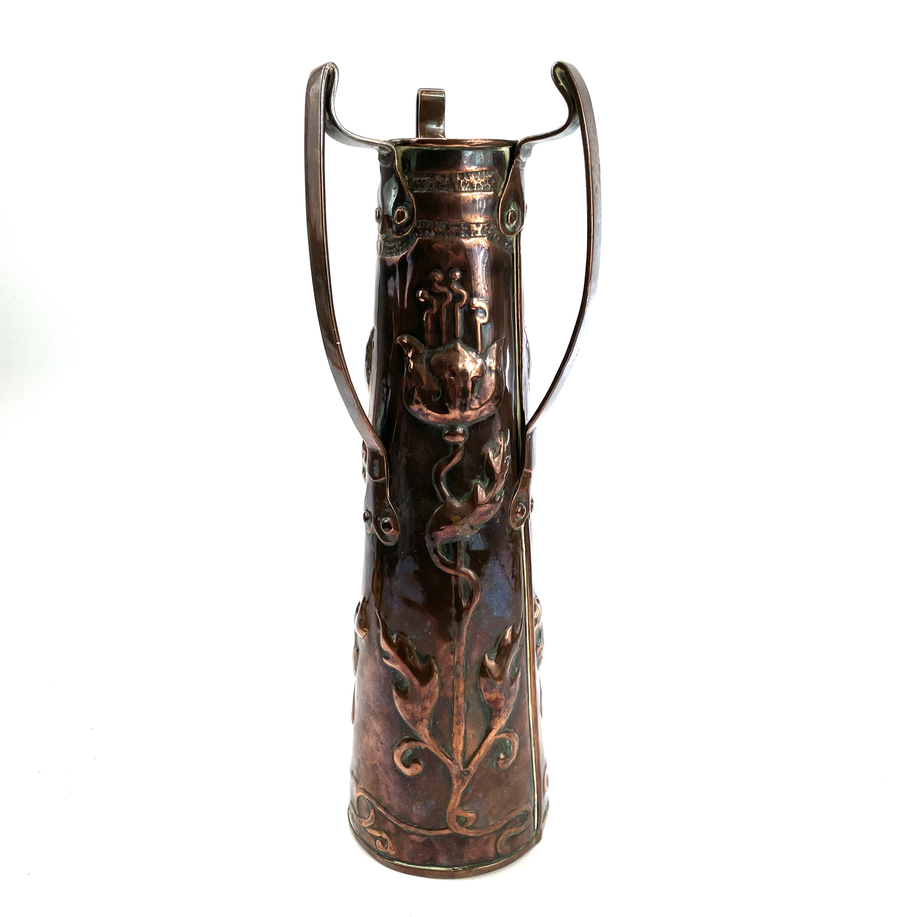 Lot 65 An Art Nouveau Copper Three Handle Vase With