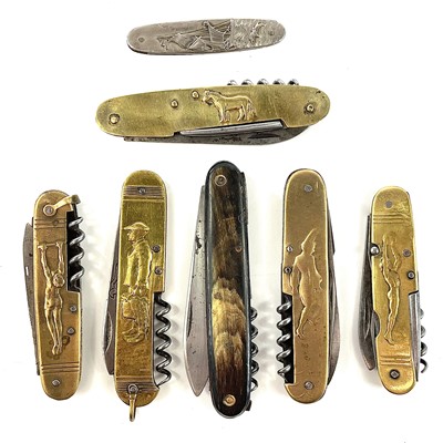 Lot 130 - An early 20th century brass folding pen knife...