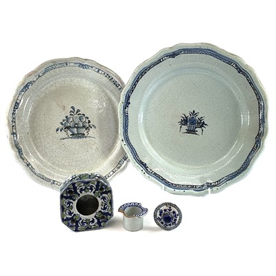 Lot 878 - Two Continental faience blue and white dishes,...