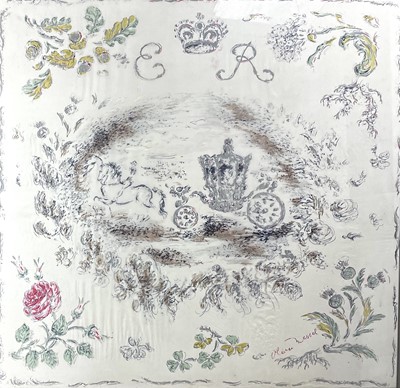 Lot 1610 - An Oliver Messel's 1953 Coronation scarf...