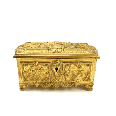 Lot 150 - A Victorian gilt metal casket commemorating...