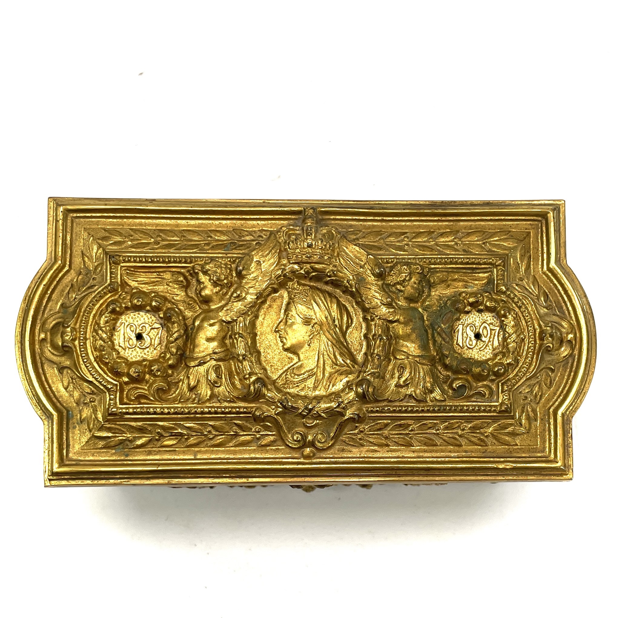 Lot 150 - A Victorian gilt metal casket commemorating