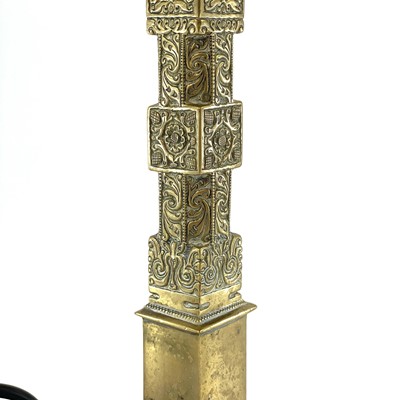 Lot 163 - A brass square and octagonal sectional column...