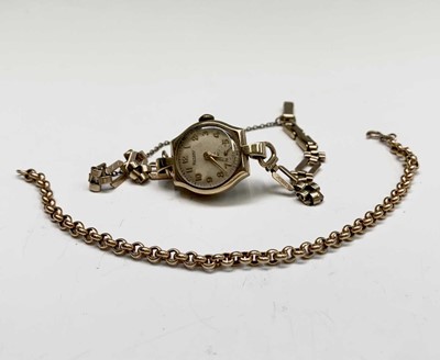 Lot 412 - A ladies Rotary gold cased wristwatch on gold...