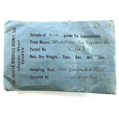 Lot 440 - Cornish tin concentrate in it's original...