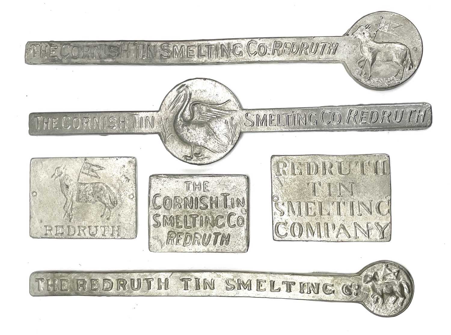 Lot 447 - A collection of six re-strike Cornish tin...