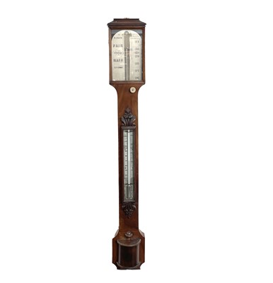 Lot 1700 - An early Victorian walnut stick barometer, by...