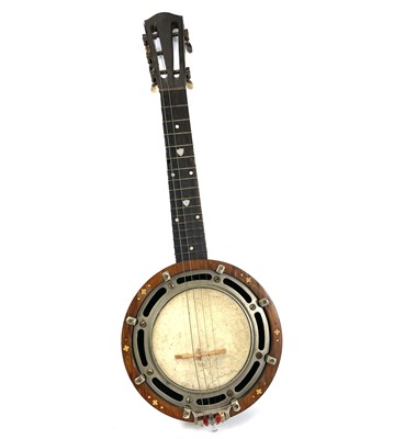 Lot 216 - An early 20th century zither banjo inlaid with...