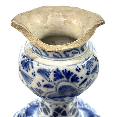 Lot 16 - A Delft blue and white pottery vase, 17th century.