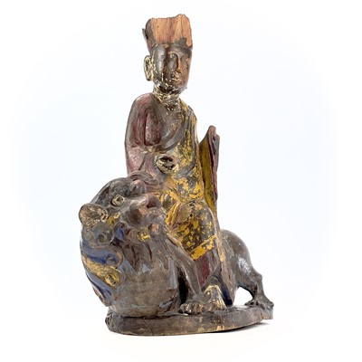 Lot 11 - A Chinese carved and painted figure, 19th...