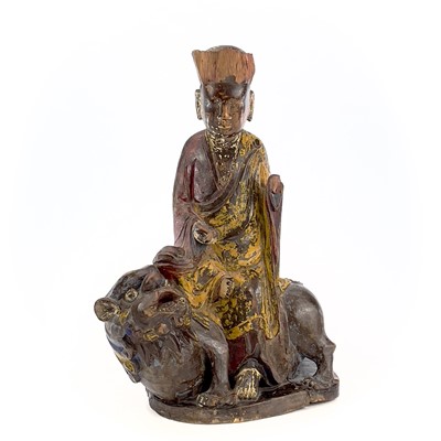 Lot 11 - A Chinese carved and painted figure, 19th...