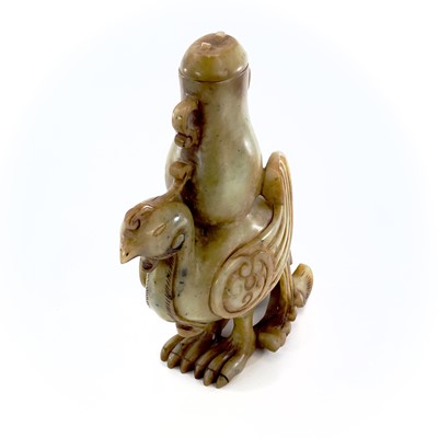 Lot 161 - A Chinese jade carved model of a phoenix, 20th...