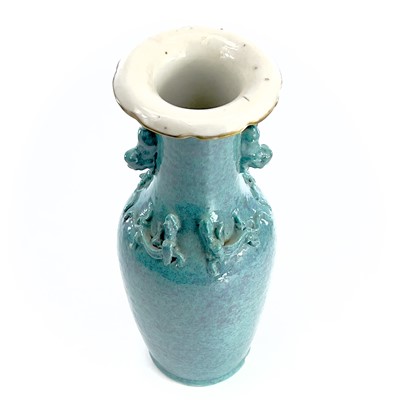 Lot 17 - A Chinese robins egg glaze porcelain vase,...