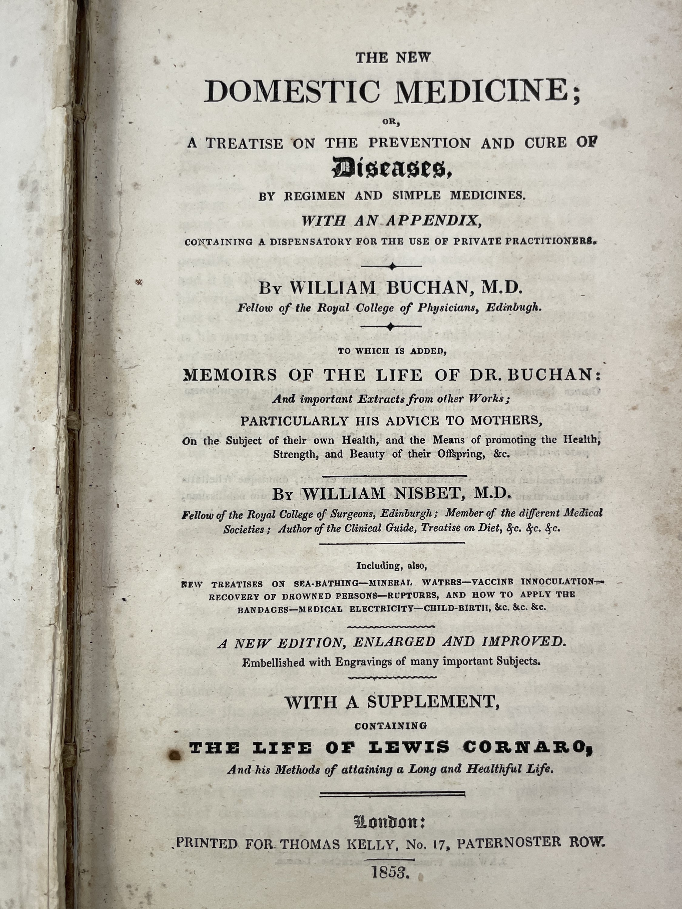 Lot 1102 - WILLIAM BUCHAN. 'Domestic Medicine: Or, A