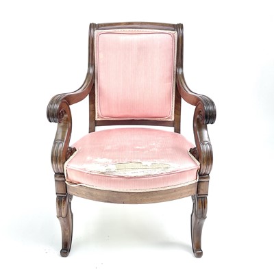 Lot 1806 - A Biedermeier mahogany open armchair, with...