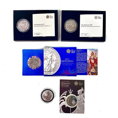 Lot 21 - G.B. Silver Bullion Brittannia £2 coins (x5).