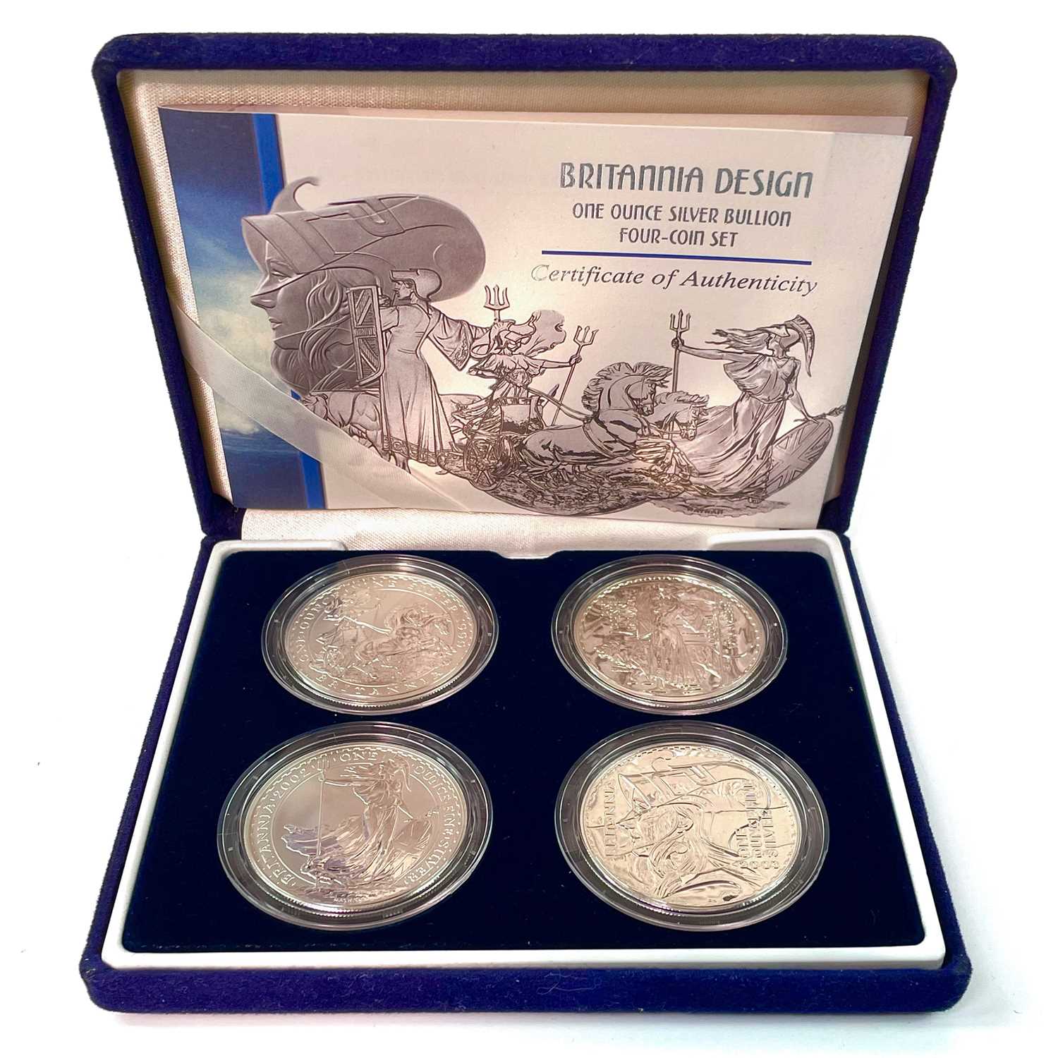 Lot 25 - G.B. Silver Bullion Britannia Cased Set of 4 Coins.