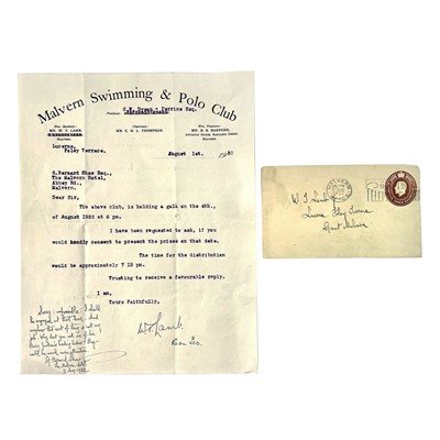 Lot 68 - George BERNARD SHAW, letter and envelope, a...