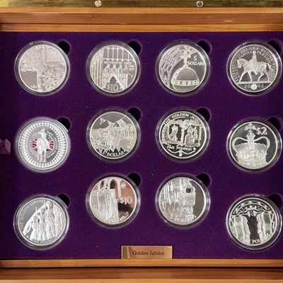 Lot 36 - Royal Mint, Golden Jubilee Collection 2002 Proof £5 Coin Size Silver Proof Coins (x24).