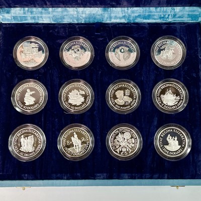 Lot 37 - Royal Mint 70th Birthday of HM The Queen Silver Proof £5 coin size coins (x12).