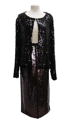 Lot 309 - A black sequin jacket by Persona Italy, size M;...