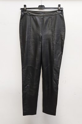 Lot 296 - A pair of Loewe black leather trousers, size 40.