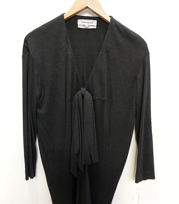 Lot 324 - An Yves Saint Laurent grey viscose dress, size...
