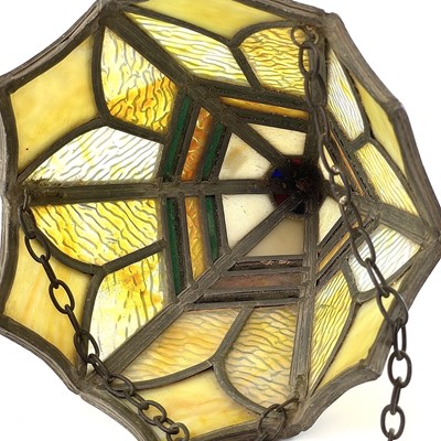 Lot 144 - An Art Deco stained glass and lead hanging...