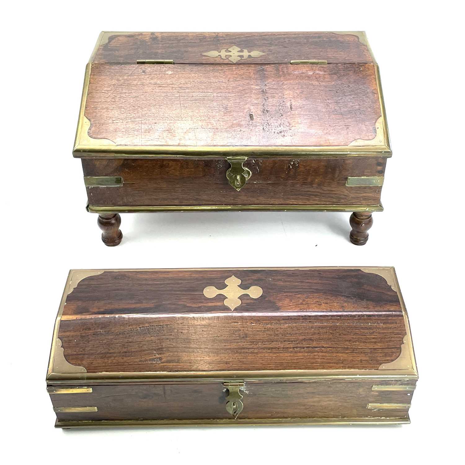Lot 90 - An early 20th century teak and brass mounted...