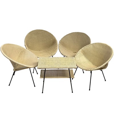 Lot 1915 - Four mid-century Italian plastic woven chairs...