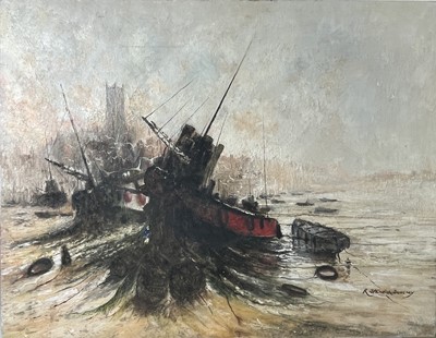 Lot 1410 - R Standish Sweeney (1917) Beached, St Ives,...